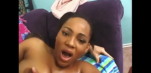  Ebony beauty Kandee Licks with great tits deep throats white dick and rides it like a pro